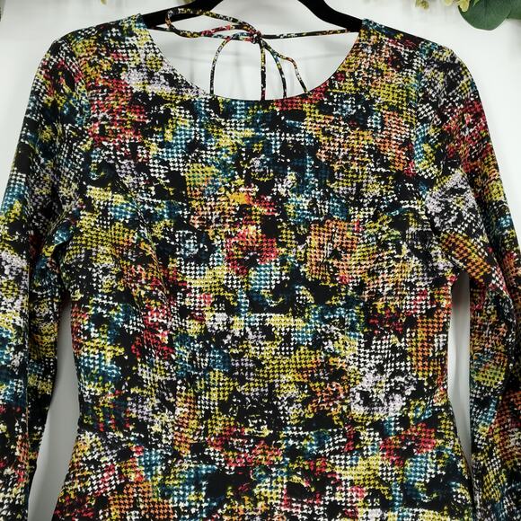 Love Sadie Abstract Houndstooth Print Long Sleeve Fit and Flare Dress Small NWT - Picture 4 of 13